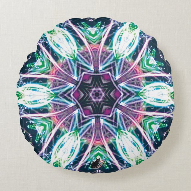 Tulips Kaleidoscope  Round Pillow (Front)