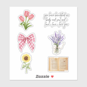 Tulips, Lavender, Sunflower & Vintage Book Sticker