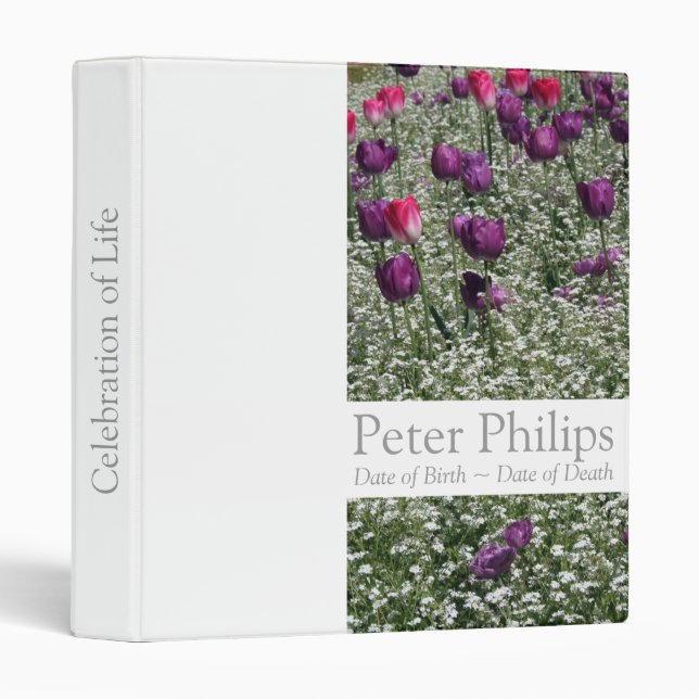 Tulips Memorial Remembrance Books Personalized 3 Ring Binder (Front/Spine)