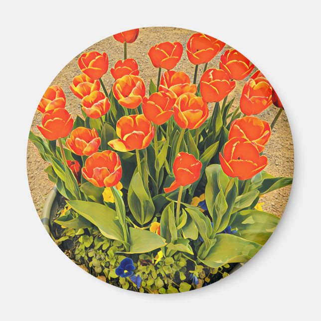Tulips modern floral flower festival magnet (Front)
