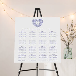 Tulips monogram wedding 16 table seating chart foam board