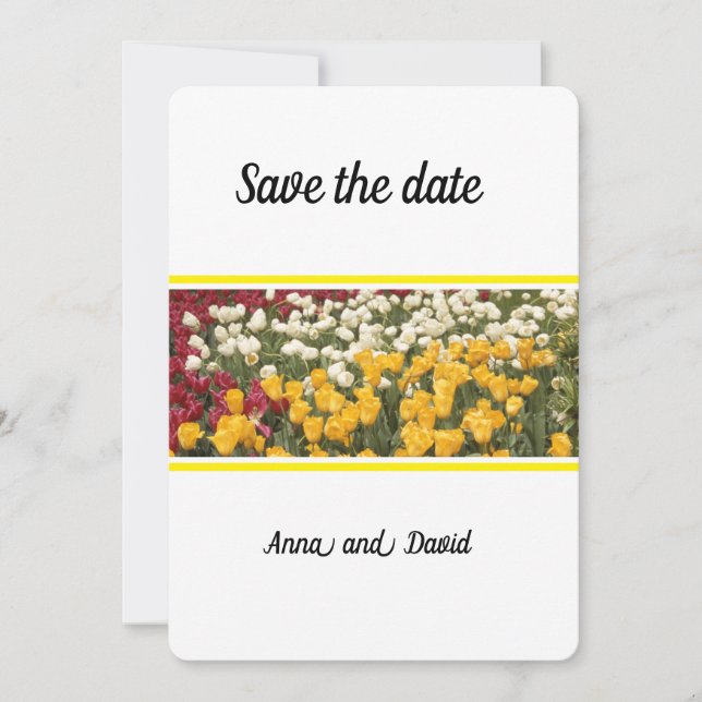 Tulips of Spring Flat Save The Date Card (Front)