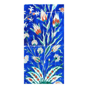 Tulips on blue card