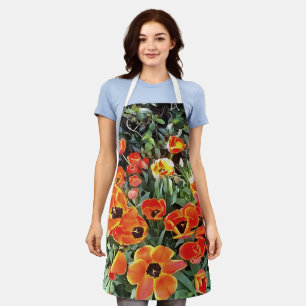 Tulips On Fire Artistic Floral Flowerbed v2 Apron