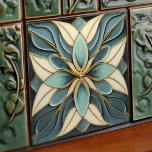 Tulips on Muted Blue Art Nouveau White Ceramic Tile<br><div class="desc">Welcome to CreaTile! Here you will find handmade tile designs that I have personally crafted and vintage ceramic and porcelain clay tiles, whether stained or natural. I love to design tile and ceramic products, hoping to give you a way to transform your home into something you enjoy visiting again and...</div>