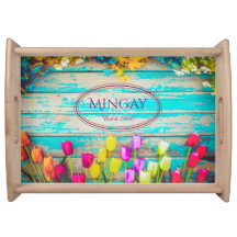 Tulips on Vintage Painted Wood Personalized