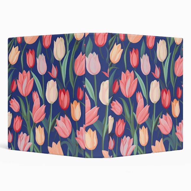 Tulips pattern. 3 ring binder (Background)