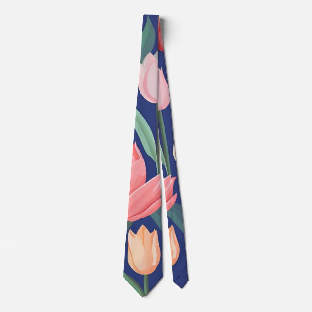 Tulips pattern. neck tie (Front)