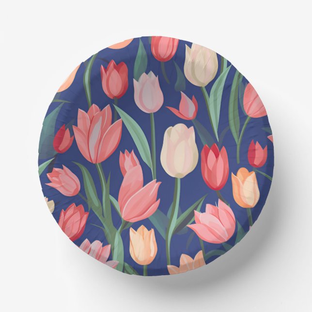 Tulips pattern. paper bowls (Front)