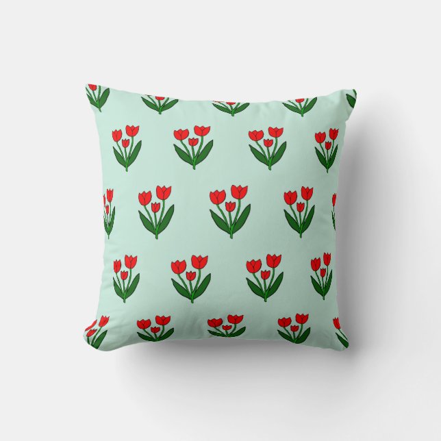Tulips Pattern Throw Pillow (Front)