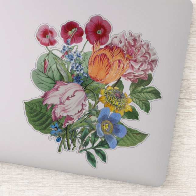Tulips Peony Flowers Bouquet Sticker (Detail)