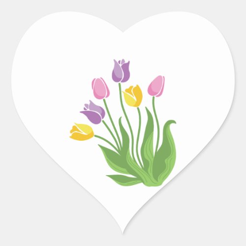 Tulips Plant Heart Sticker