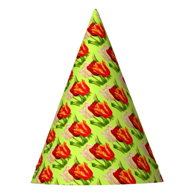 tulips print party hat (Front)
