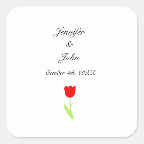 Tulips Red Floral Flower Pretty Cool Wedding Cute Square Sticker