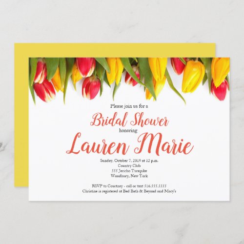Tulips Red Yellow Bridal Shower Invitation