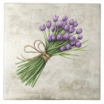 Tulips Rustic Floral Faux Ceramic Tile<br><div class="desc">Rustic watercolor graphic design with bunch of tulips Faux texture background. A vintage country look.  Perfect for your country French or cottage farmhouse kitchen.</div>