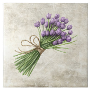 Tulips Rustic Floral Faux Ceramic Tile
