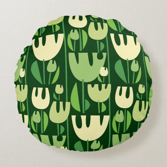 Tulips Scandinavian Style Pattern Round Pillow (Front)