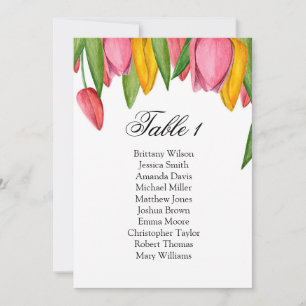 Tulips seating chart. Holland wedding table plan Invitation