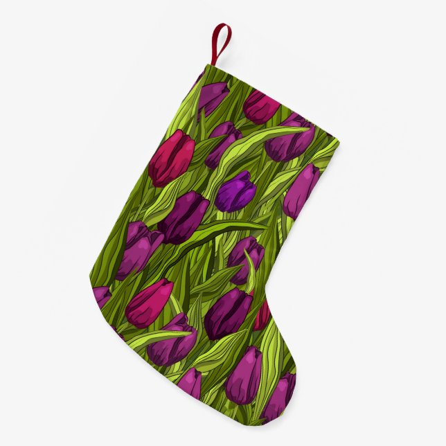 Tulips Small Christmas Stocking (Front (Hanging))
