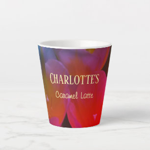 Tulips Small Floral Name and Favorite Latte Mug