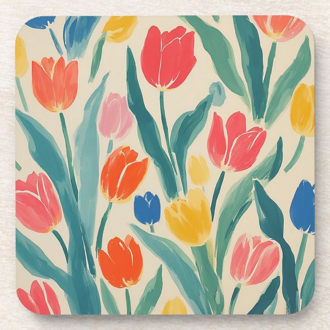 Tulips Spring Radiance Beverage Coaster (Front)