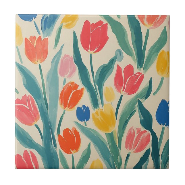 Tulips Spring Radiance Ceramic Tile (Front)