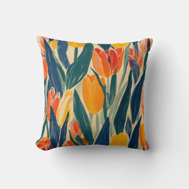 Tulips Spring Radiance Throw Pillow (Front)