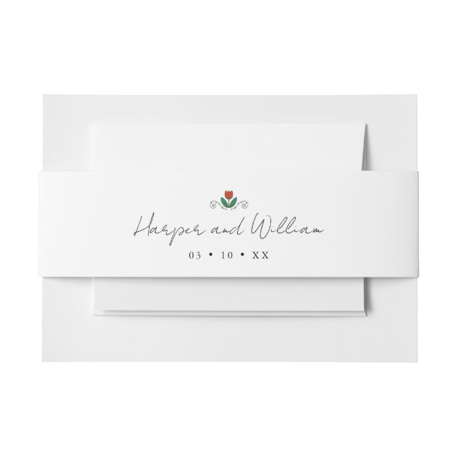 Tulips symbol spring wedding invitation  belly band (Front Example)