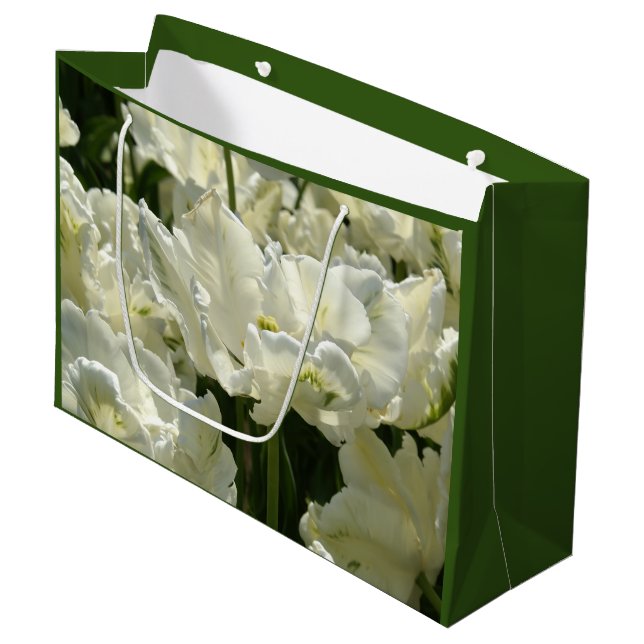 Tulips the white large gift bag (Front Angled)