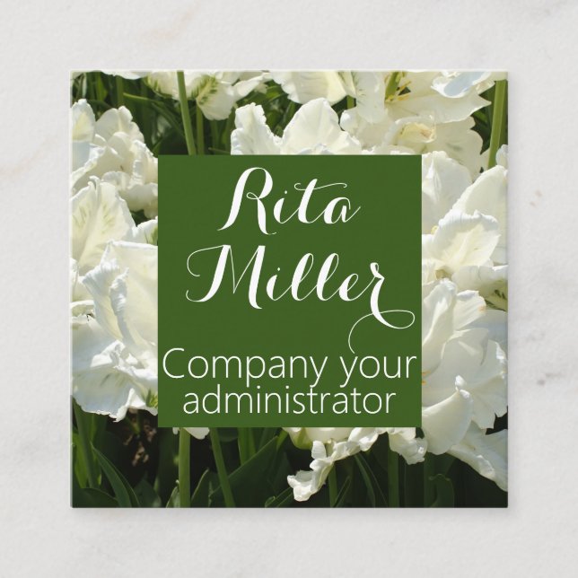 Tulips the white square business card (Front)