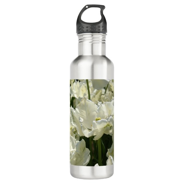 Tulips the white stainless steel water bottle (Front)