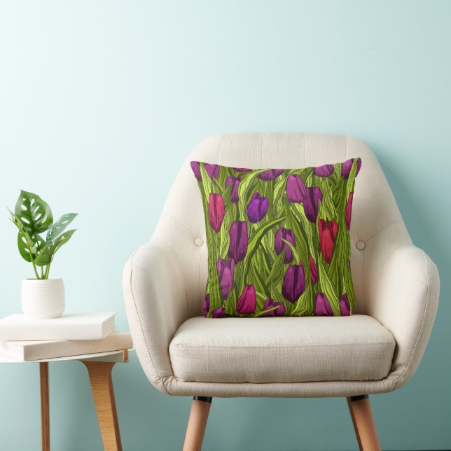Tulips Throw Pillow (Chair)