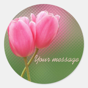 Tulips together classic round sticker