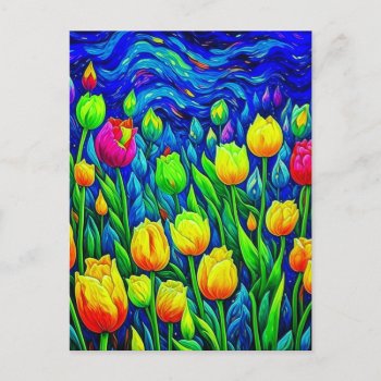 Tulips Van Gogh Style Postcard by HolidayBug at Zazzle