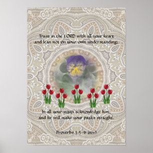 Tulips Viola ~ Proverbs 3:5-6 Poster