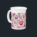 Tulips Water Pitcher<br><div class="desc">Pitcher is shown in white with a lovely tulip's art print. 
Customize this item or buy as is.




Licensed Print</div>