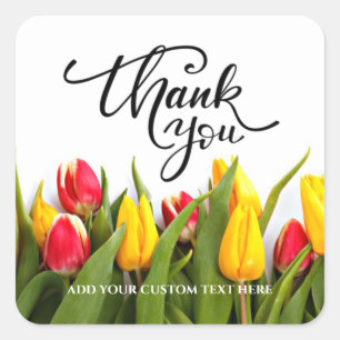 Tulips Wedding Favor Business Thank You Custom Square Sticker