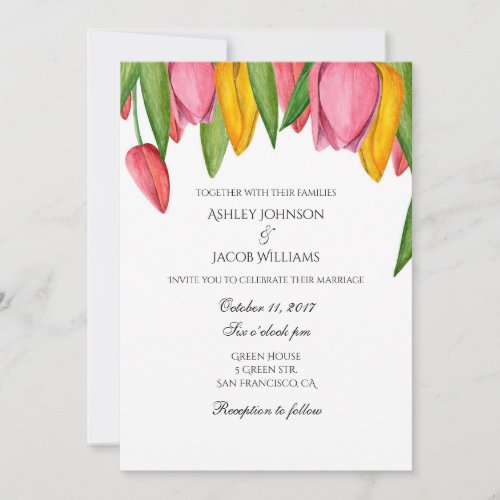 Tulips wedding invitation Floral spring invites