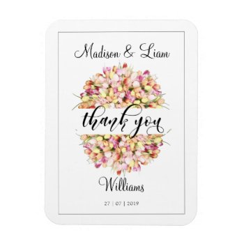 Tulips Wreath Thank You Pencil Art Calligraphy Magnet by LifeInColorStudio at Zazzle