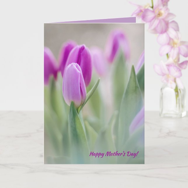 Tulips, You Are the World Quote Mother's Day Card (Orchid)