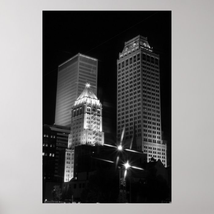 Tulsa After Dark black and white, 2010 Poster