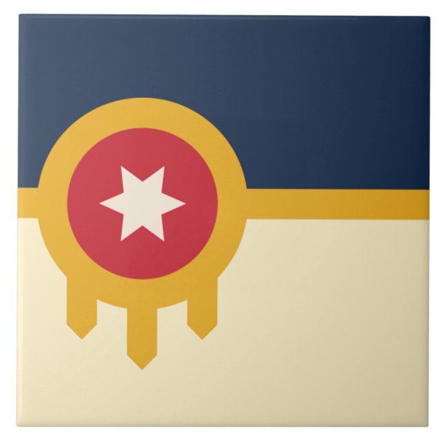 Tulsa city flag ceramic tile (Front)