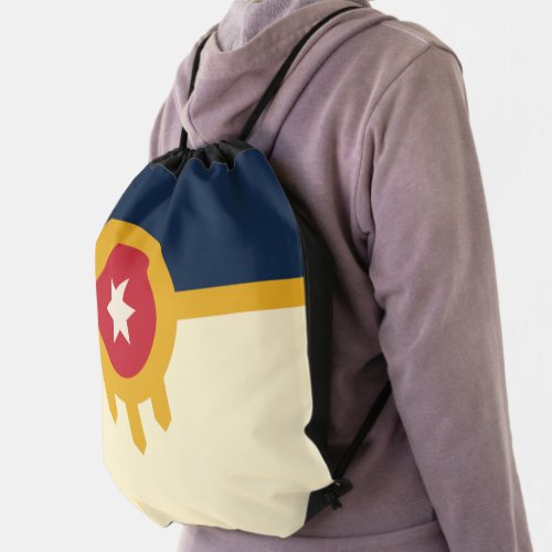 Tulsa city flag drawstring bag