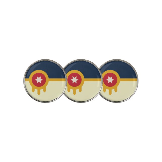 Tulsa city flag golf ball marker (3 Up)