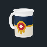 Tulsa City Flag Pitcher<br><div class="desc">Add a touch of Tulsa pride to your tableware with our exclusive pitcher featuring the flag of Tulsa, Oklahoma! Crafted with meticulous attention to detail, this pitcher is more than just a functional serving piece; it’s a celebration of Tulsa’s heritage and cultural identity. The vibrant design prominently displays the iconic...</div>