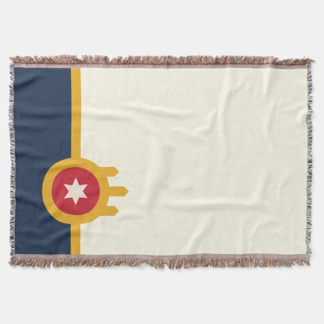 Tulsa city flag throw blanket (Front)