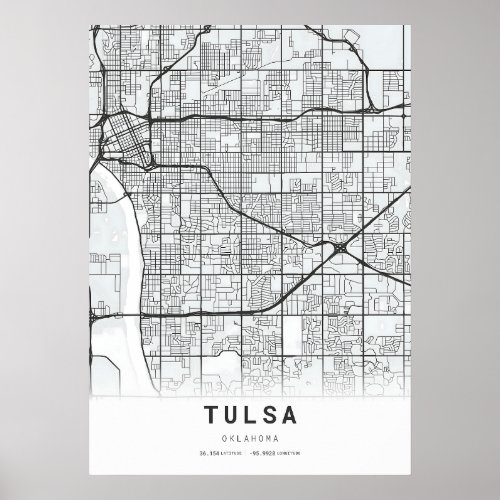 Tulsa City Map Poster
