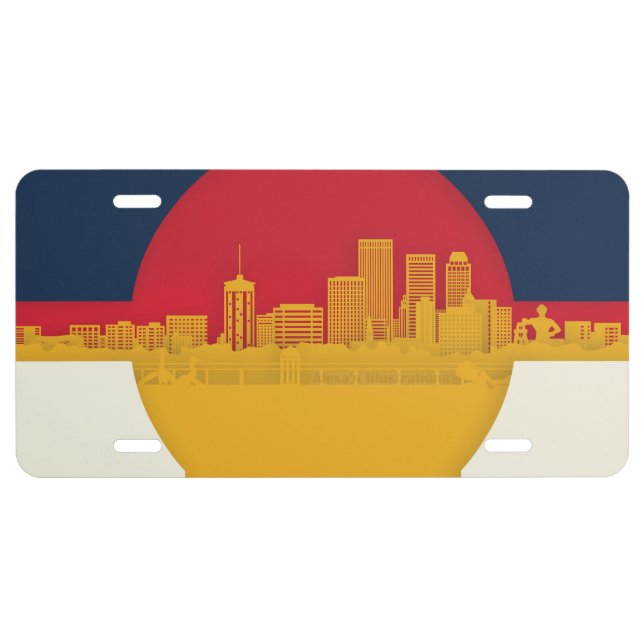 Tulsa Flag Skyline by Alexa's Illustrations License Plate (Front)