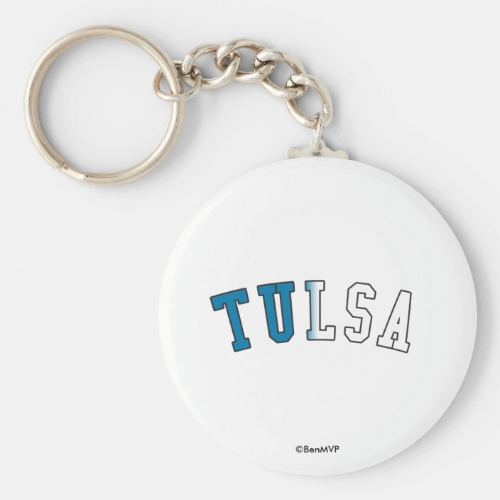 Tulsa in Oklahoma State Flag Colors Keychain